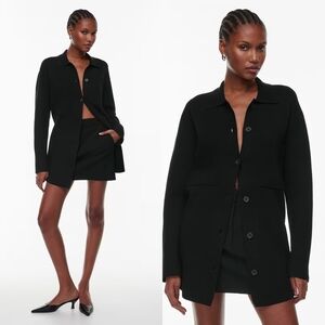 Babaton Society Sweater Button-up knit shacket Black